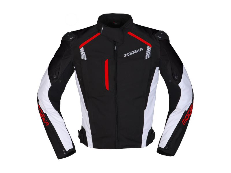 Casaco de moto Modeka Lineos (preto / branco / vermelho)