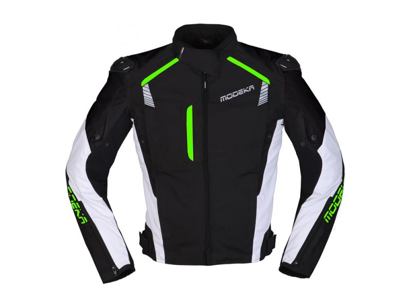Casaco de moto Modeka Lineos (preto / branco / verde)