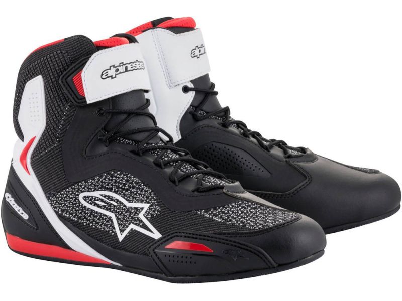 Alpinestars Faster 3 Rideknit sapatos de motocicleta (preto / branco / vermelho)