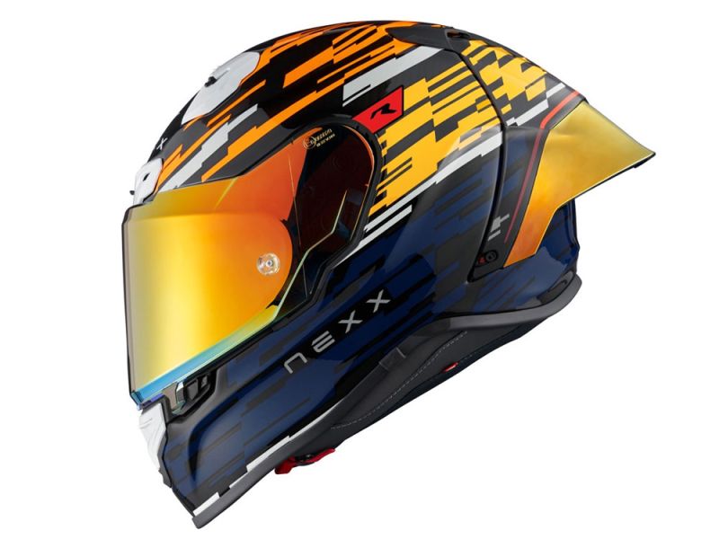 Nexx X.R3R Glitch Racer Motorrad Integralhelm (orange / blau)