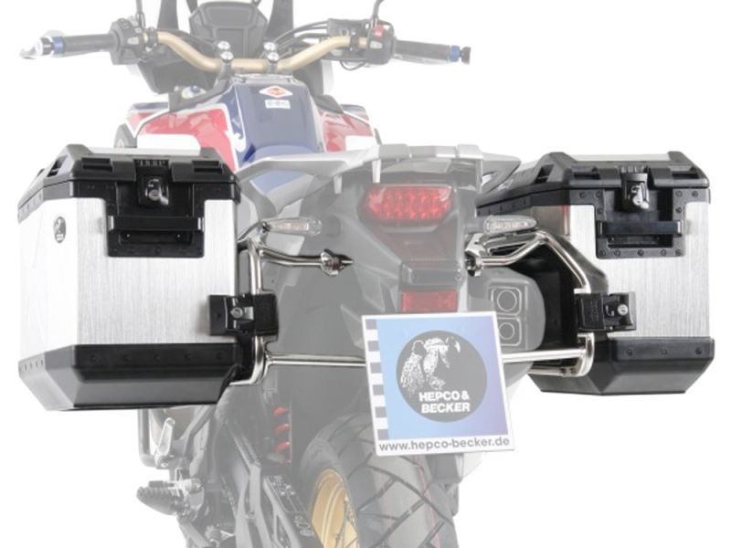 Hepco & Becker Conjunto de cesto lateral de motocicleta Xplorer recortado com portador Honda CRF 1000 Africa Twin (2016-)