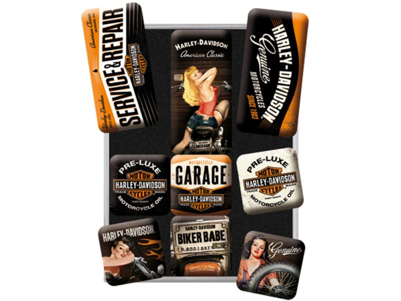 Nostalgic-Arts Conjunto Harley-Davidson Magnet (9 peças)