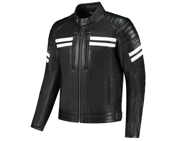 Rusty Stitches Steve Motorradjacke Herren (schwarz / weiß)