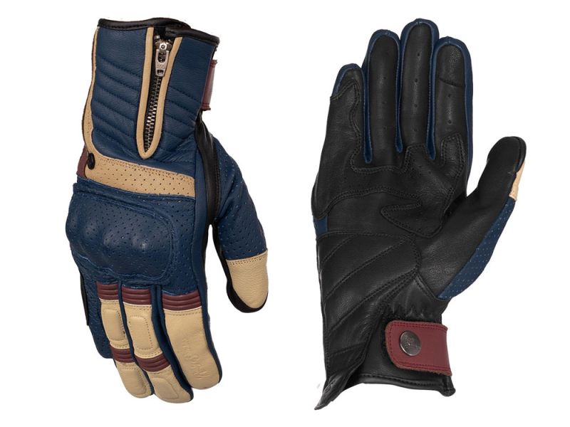 Rusty Stitches Simon Motorradhandschuhe Herren (blau / beige)