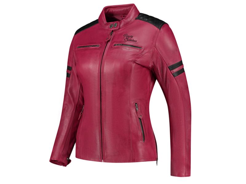 Rusty Stitches Joyce V2 Motorradjacke Damen (kirschrot / schwarz)
