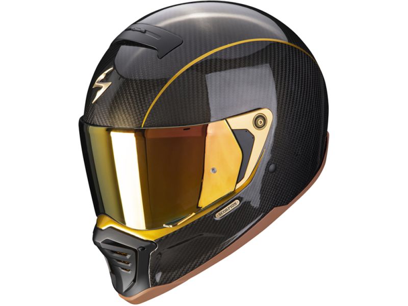 Escorpião Exo-HX1 Carbono SE Capacete sólido de face inteira (preto / carbono / ouro)
