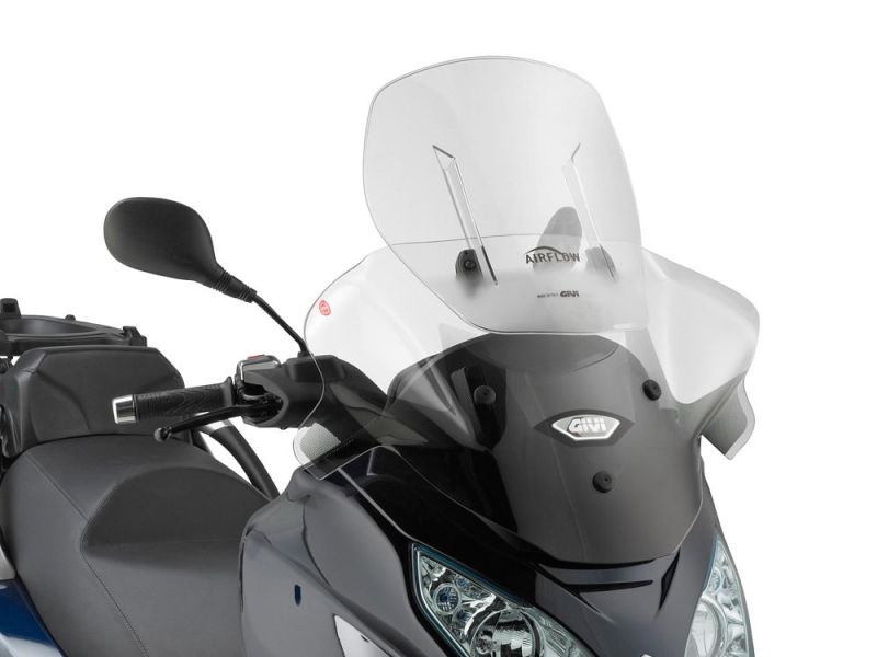 Para-brisa GIVI AirFlow Piaggio MP3 Touring 300-400 (11) / MP3 Business 500 (12-13) / MP3 Sport 300 500 (12-14) / MP3 Business (12-14) / MP3 300IE 500IE Sport/Business (14-17)