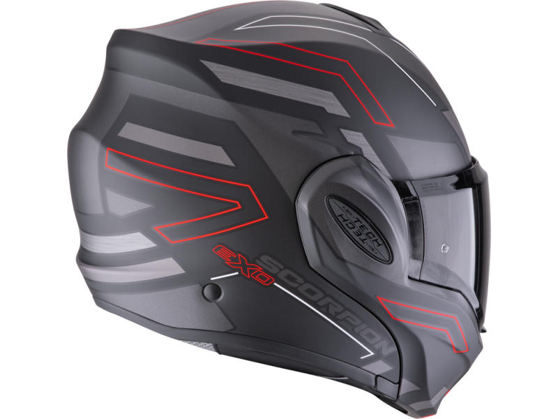 Scorpion EXO-TECH EVO Conquer Motorradhelm (Schwarzmatt/Rot)