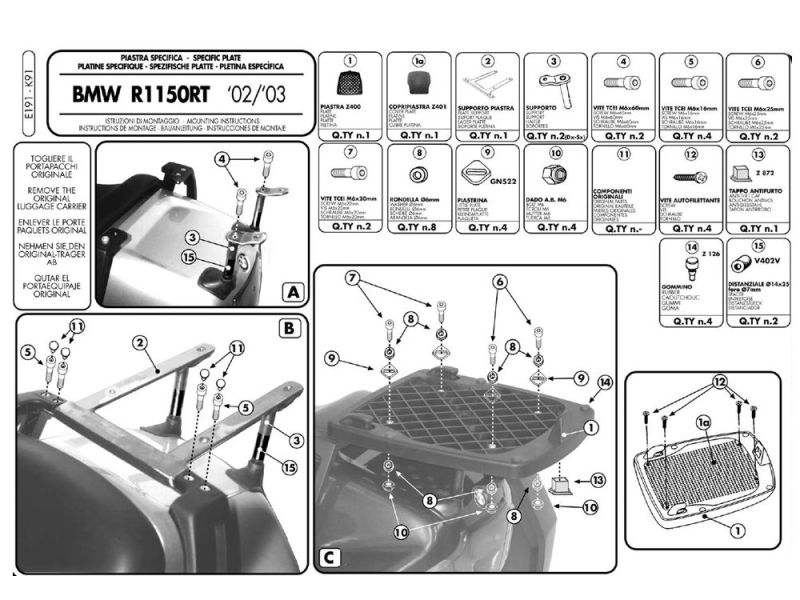 GIVI Monokey E placa portadora BMW R 1150 RS / RT (2002-2005)
