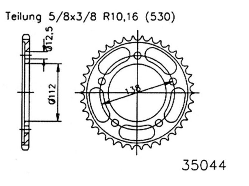 Esjot Roda dentada 42 dentes de aço (530 | 5/8x3/8 | 92-35044-42)