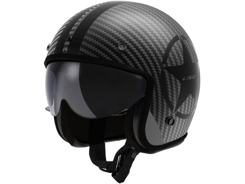 LS2 OF601 BOB II Carbon Star Jethelm (schwarz) 