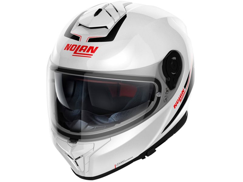 Nolan N80-8 Staple N-Com capacete facial completo (branco / vermelho)