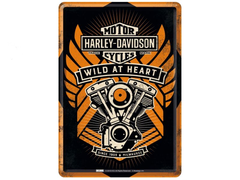 Nostalgic-Arts Harley Davidson Wild at Heart lata de cartão postal (10x14cm)