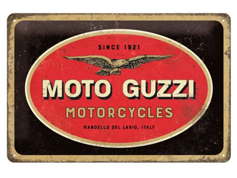 Nostalgic-Arts Sinal metálico do logotipo da Moto Guzzi (20x30cm)