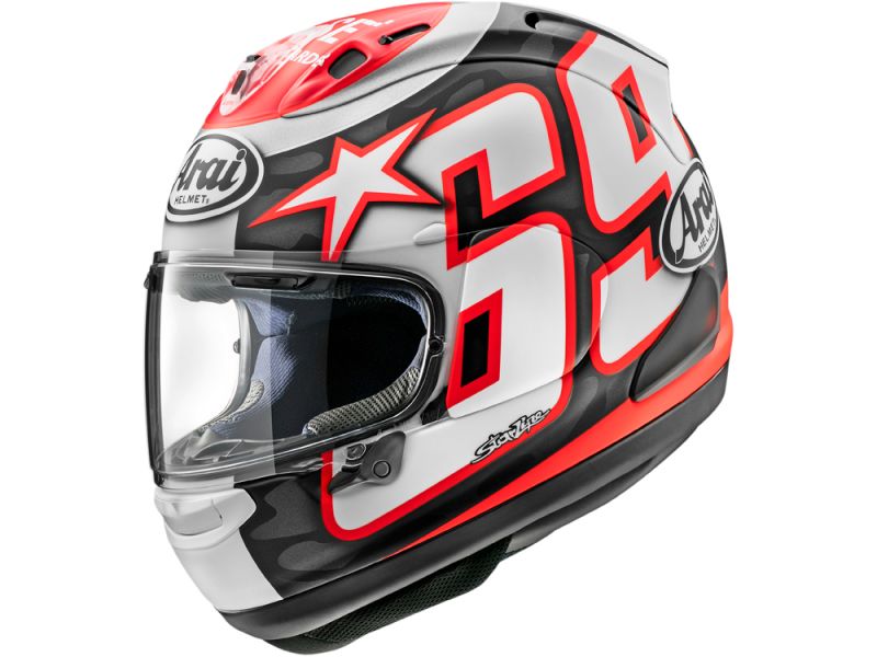 Arai RX-7V Evo Hayden Réplica de Réplica de Capacete de Face Inteira (preto / branco / vermelho)