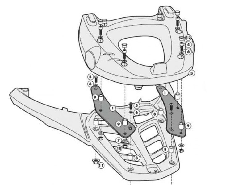 GIVI Bagageiro Monokey SR Yamaha FZ 8 FZ8 Fazer (2010-) T-Max 500 (2008-2011)