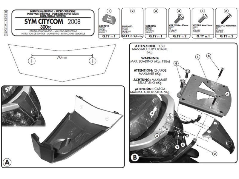 GIVI Bagageiro Monolock SR SYM CityCom 125 / 300 (2008-)