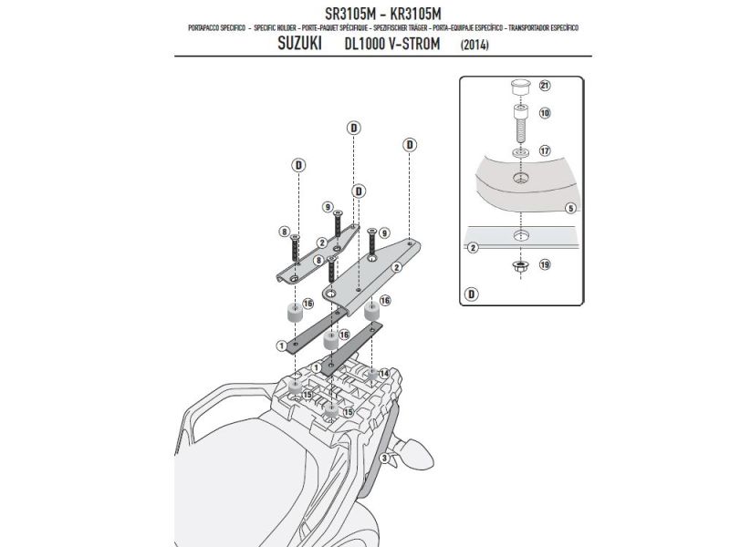 GIVI Porta-bagagens Monolock SR Suzuki DL 1000 V-Strom (2014-)