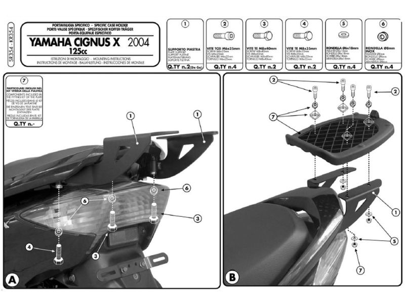 GIVI Porta-bagagens Monolock SR Yamaha Cygnus X 125 (2004-2009) MBK Chama X 125 (2007-)