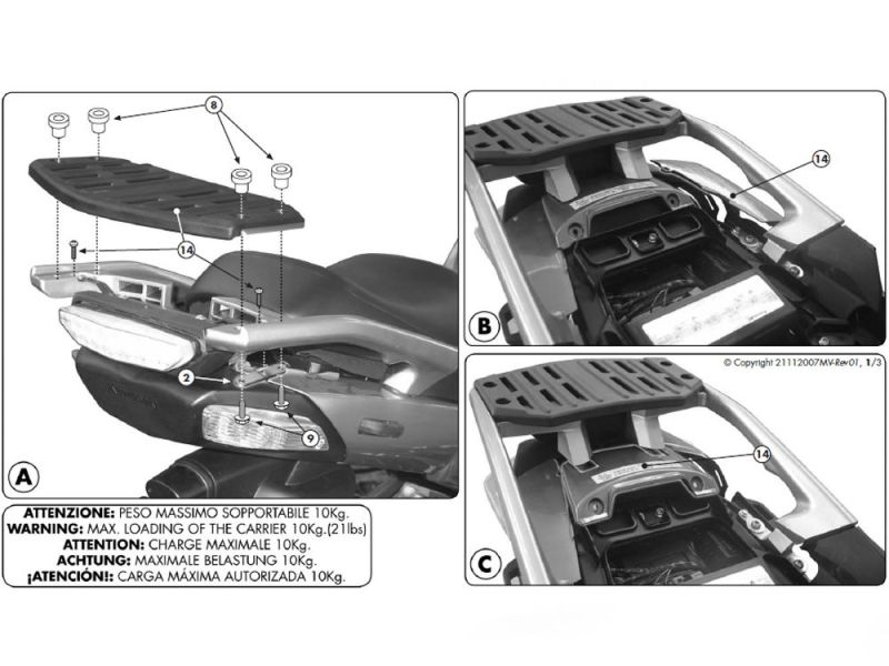 GIVI Bagageiro Monokey SR Kawasaki GTR 1400 (2007-2010)