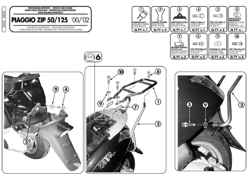 GIVI Porta-bagagens Monolock SR Piaggio Zip 50 / 125 (2000-2010)