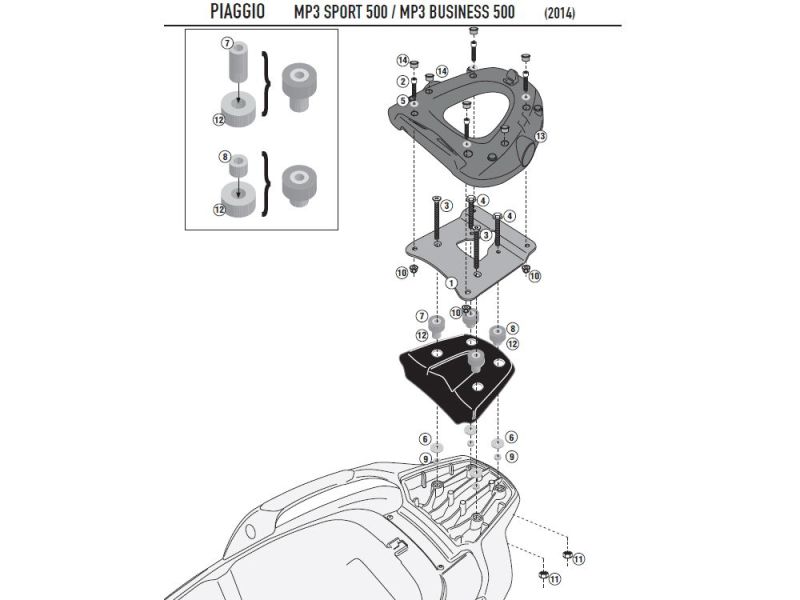 GIVI Porta-bagagens Monolock SR Piaggio MP3 500ie LT Sport / Business (2014-)