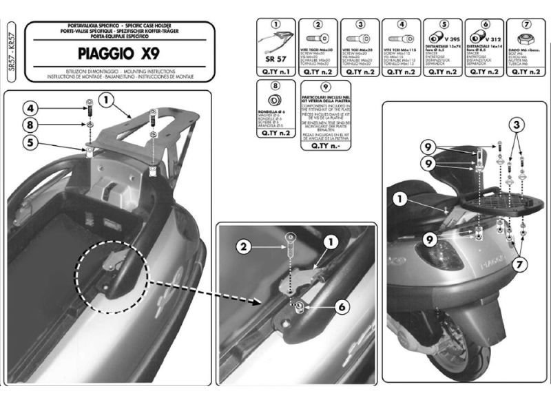 GIVI Porta-bagagens Monolock SR Piaggio X9 125 / 180 / 250 (2000-2002)