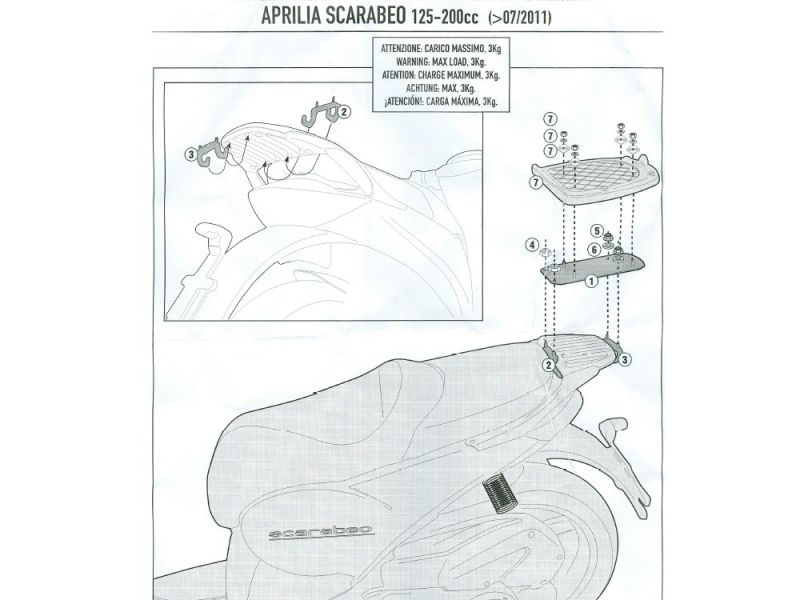 GIVI Porta-bagagens Monolock SR Aprilia Scarabero 125 / 200 (07.2011-)
