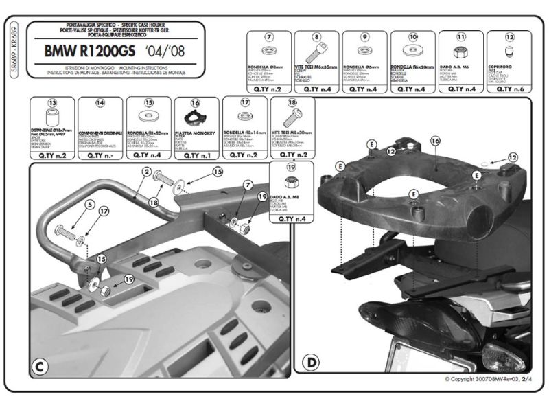 GIVI Porta-bagagens Monokey SR BMW R1200GS (2004-2012)