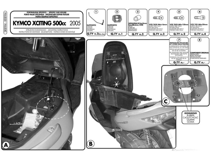 GIVI Bagageiro Monolock SR Kymco X-Citing 300 (2008) X-Citing 250 / 300 / 500 (2005-2010)